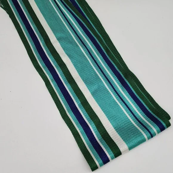 Ann Taylor Red & White Striped Woven Scarf With Fringe - Picture 5 of 6